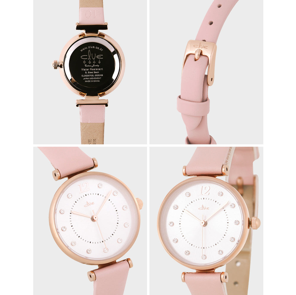 CLUE - Cubic Circle Pink Leather Watch