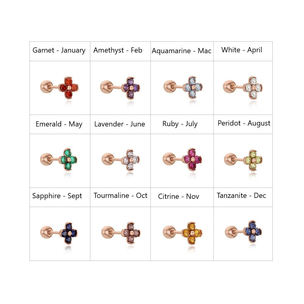 CLUE - Blossom 14K White Gold Ear Pierce (Birthstone)