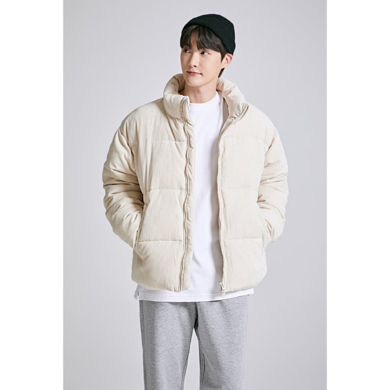 White corduroy outlet puffer jacket