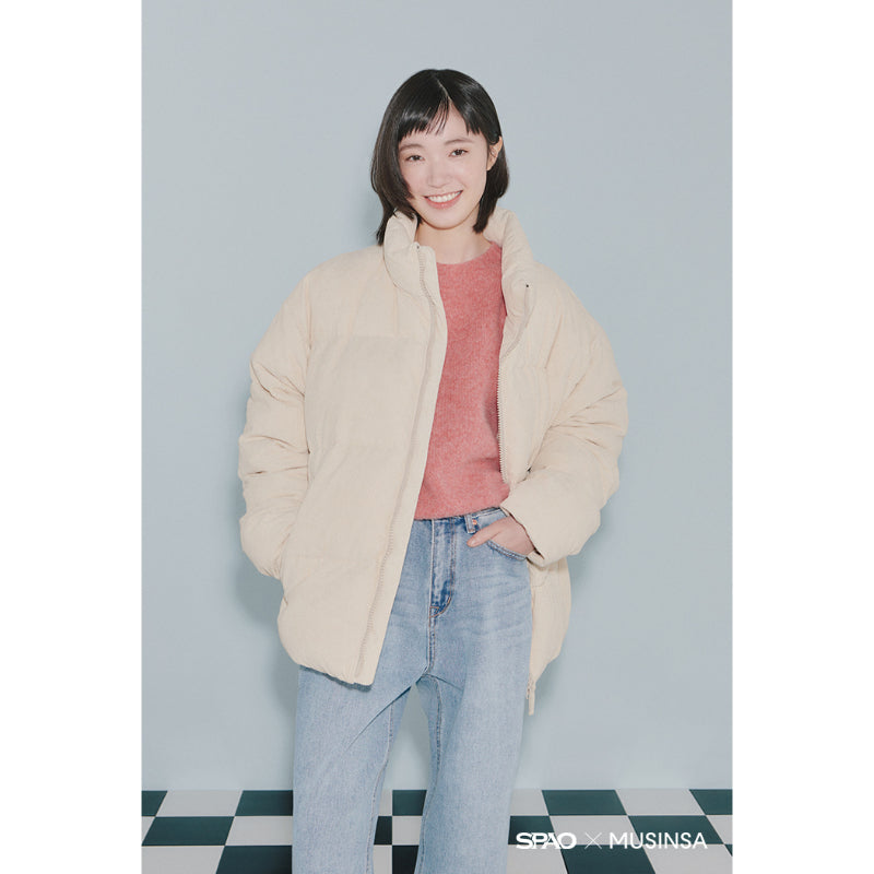 Cream cord deals puffer jacket