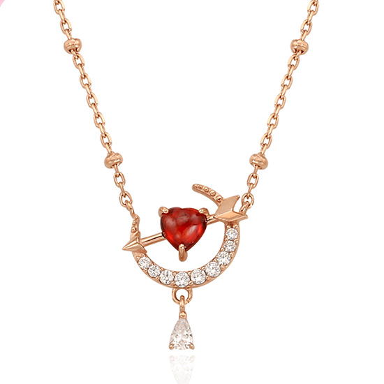 Clue X Esther Bunny - Cherish Esther Bunny Ruby Stone Silver Necklace