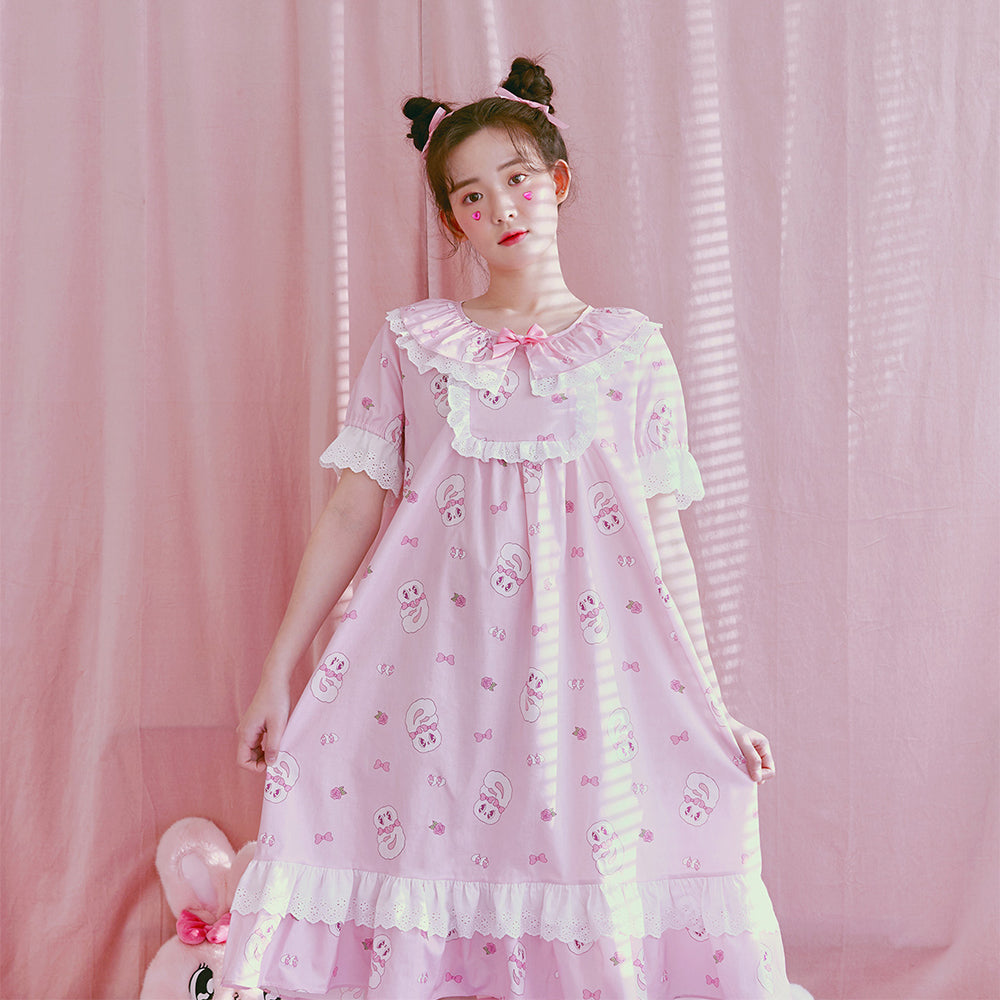 Esther Bunny x Ullala - Heart Bunny Short Sleeve Dress Pajamas