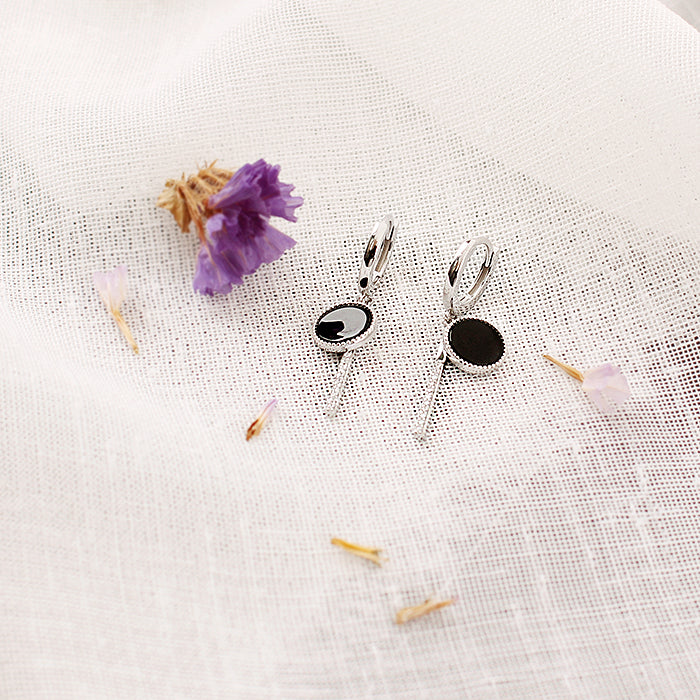 OST - Onyx Silver Drop Earrings