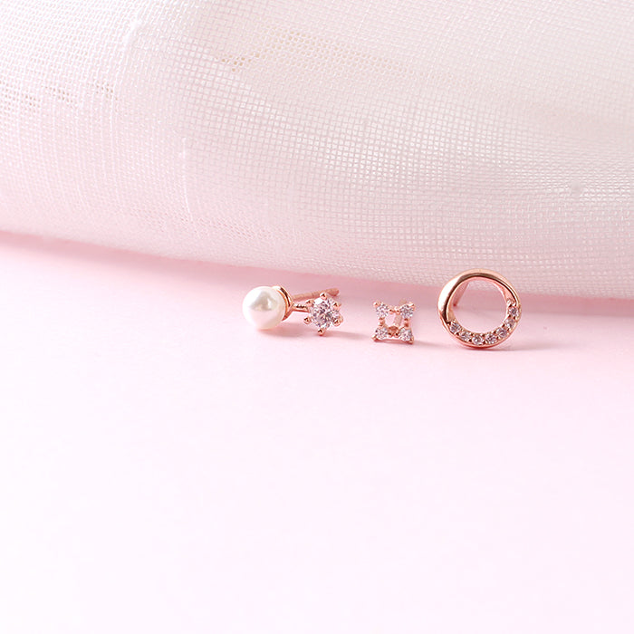 OST - Point Pearl Rose Gold Ring Package Earrings Set