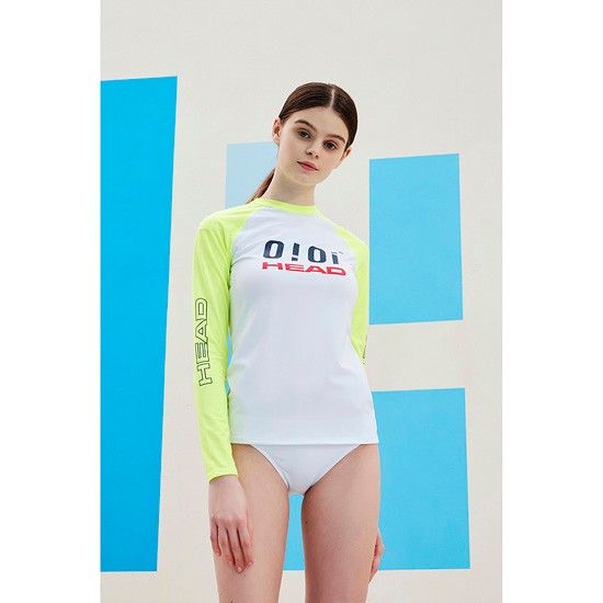 HEAD x 5252 by O!Oi - Logo Basic Rash Guard - Women (Neon Yellow)