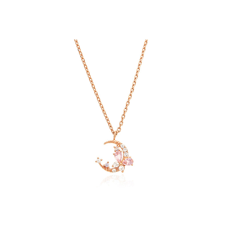 OST - Dawn Moon Pink Stone Rose Gold Necklace