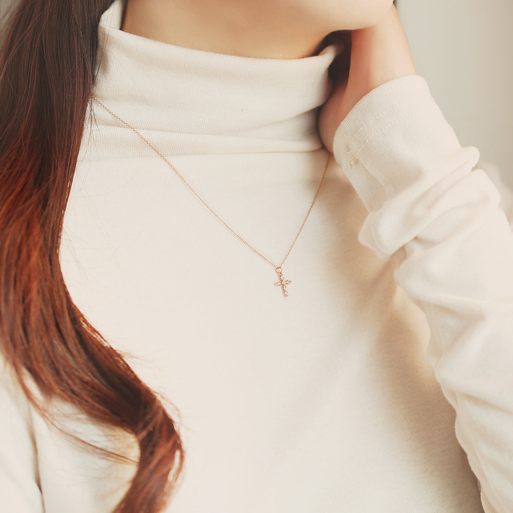 OST - Cubic Cross Rose Gold Necklace