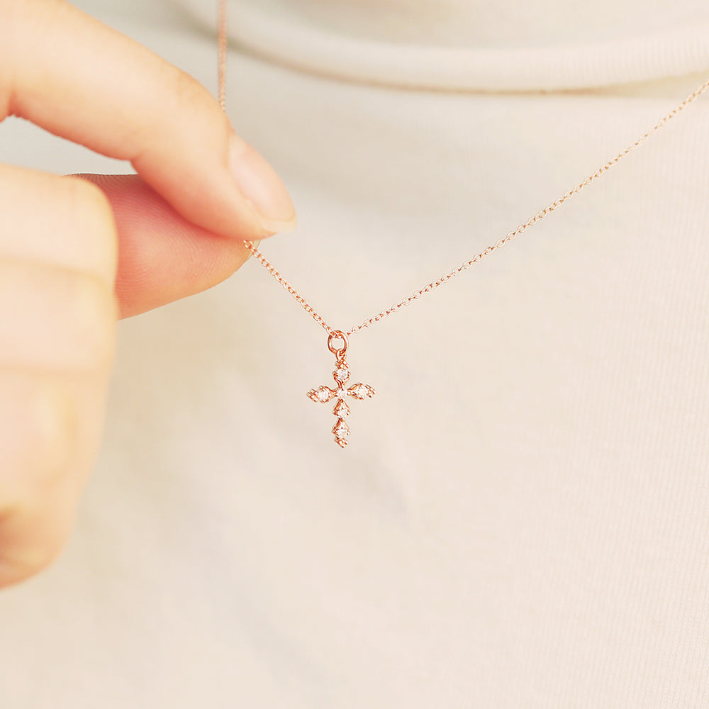 OST - Cubic Cross Rose Gold Necklace