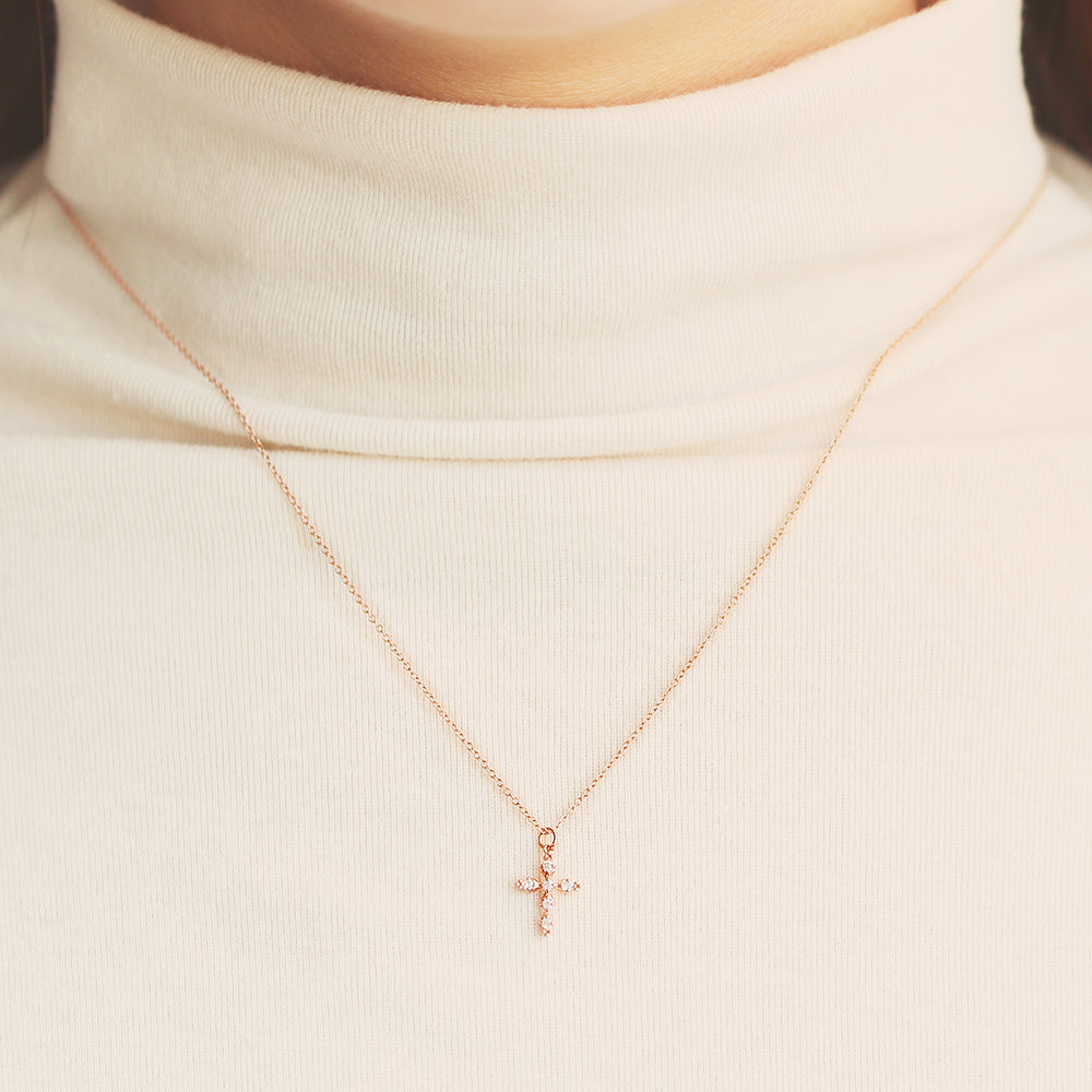 OST - Cubic Cross Rose Gold Necklace