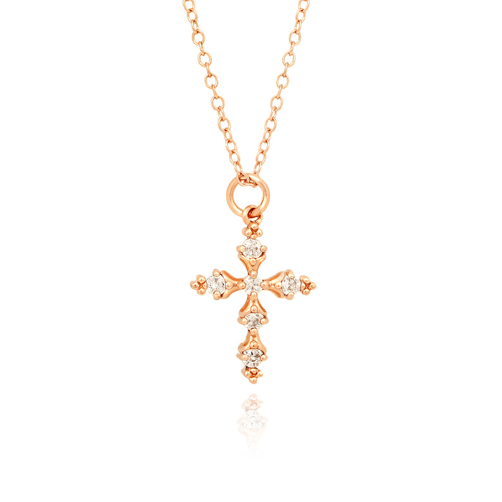 OST - Cubic Cross Rose Gold Necklace