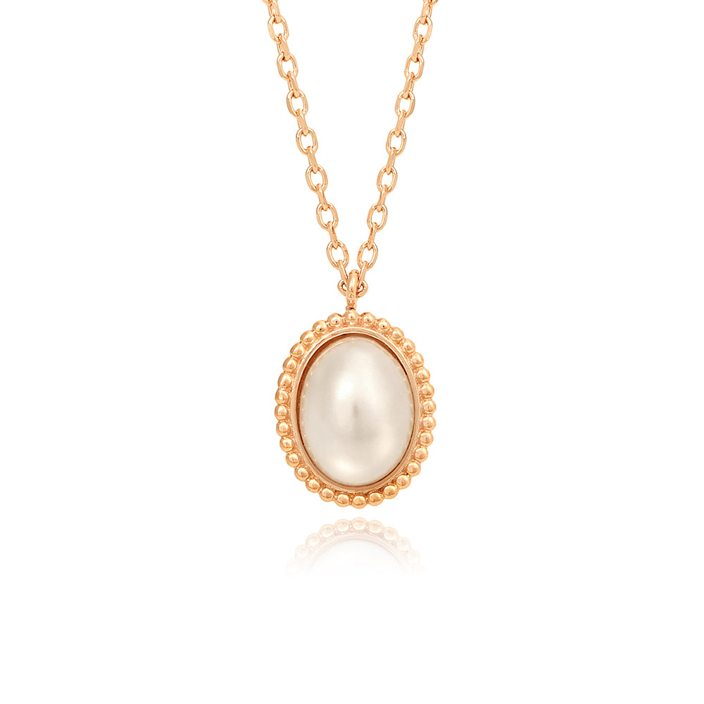 OST - Antique Frame Pearl Rose Gold Necklace