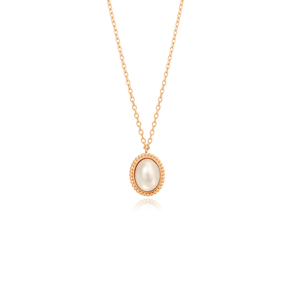 OST - Antique Frame Pearl Rose Gold Necklace