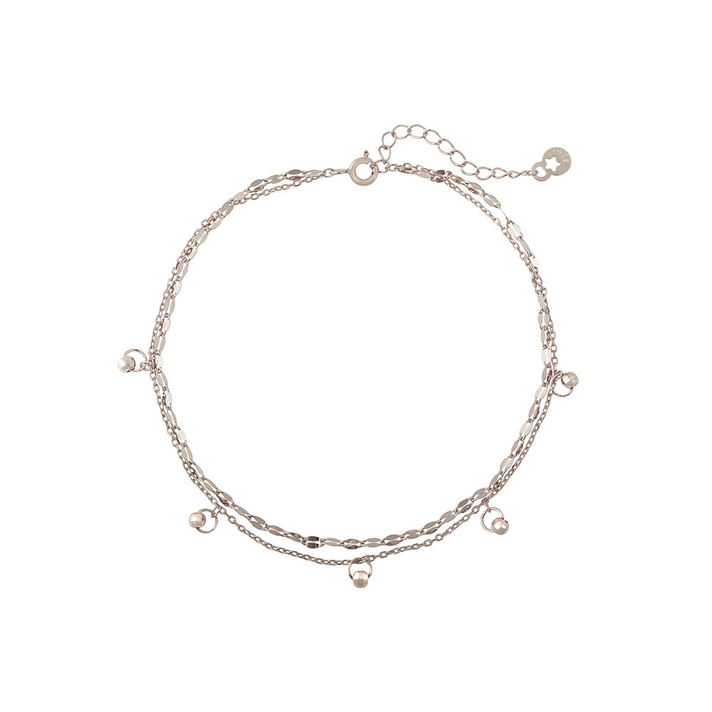 OST - Simple Silver Double Chain Anklet