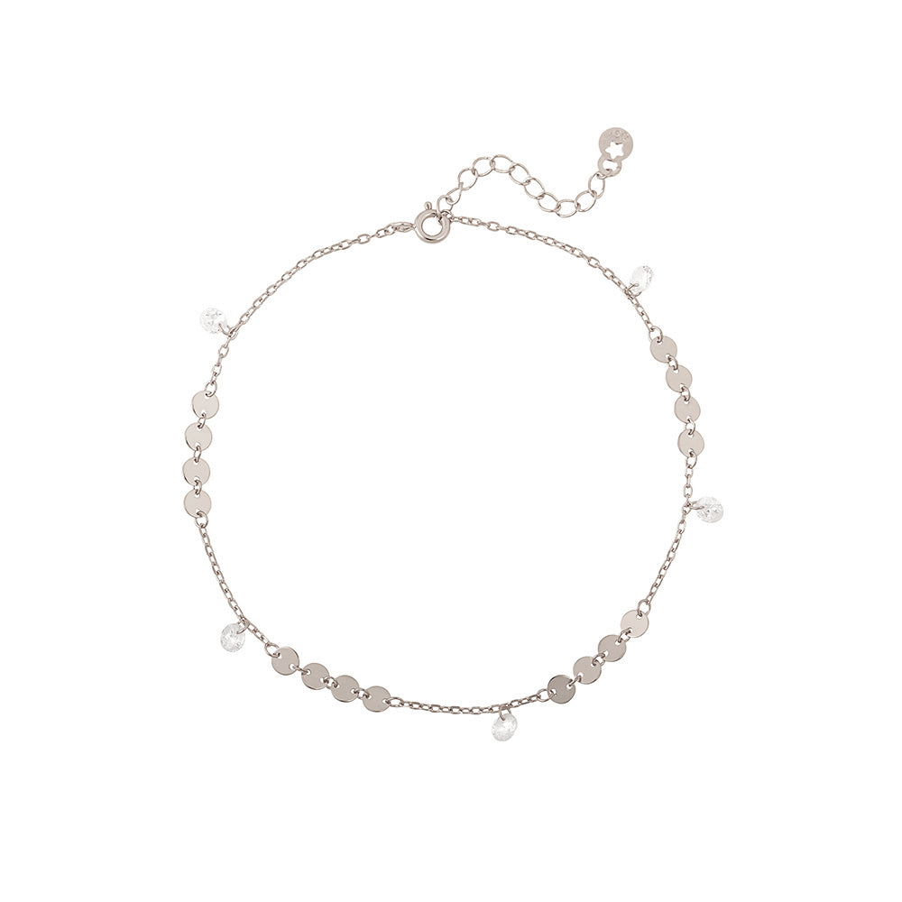 OST - Round Chain Layered Point Silver Anklet