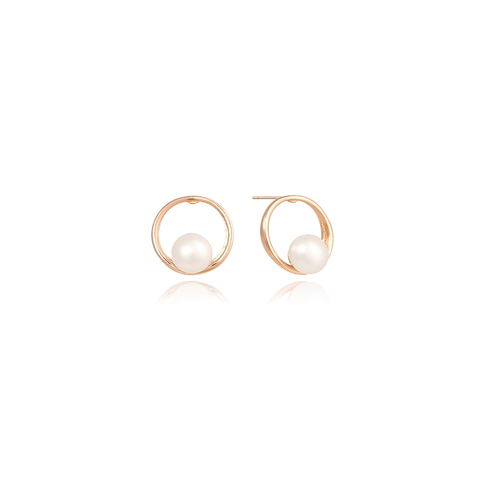 OST - Antique Round Pearl Rose Gold Earrings