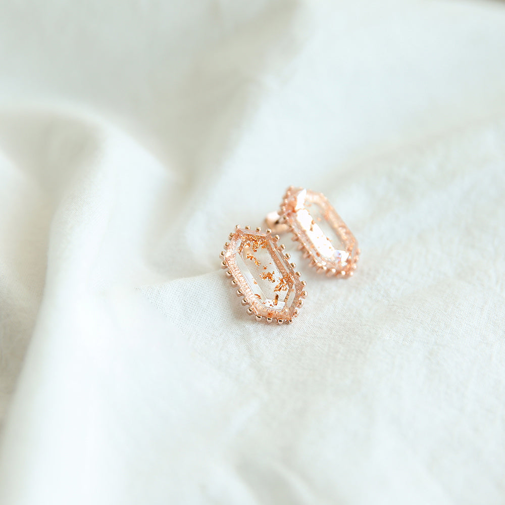 OST - Transparent Antique Rose Gold Earrings