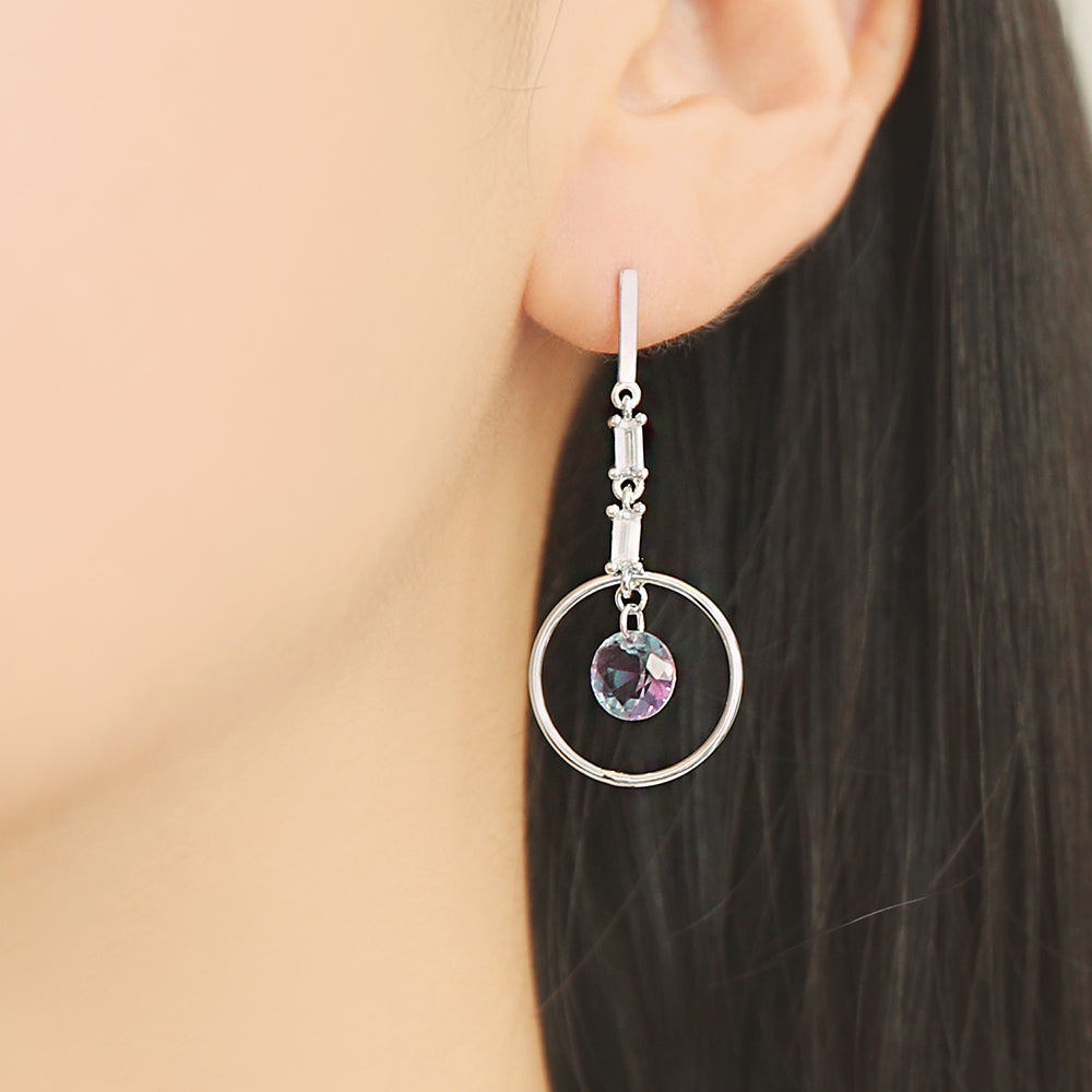 OST - Bright Violet Cubic Chain Silver Earrings