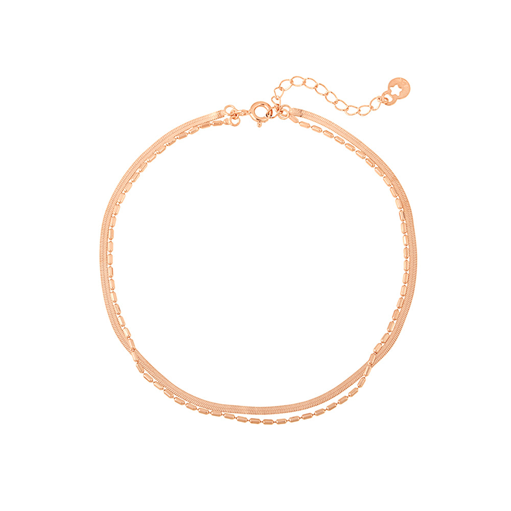 OST - Slim Basic Double Chain Rose Gold Anklet