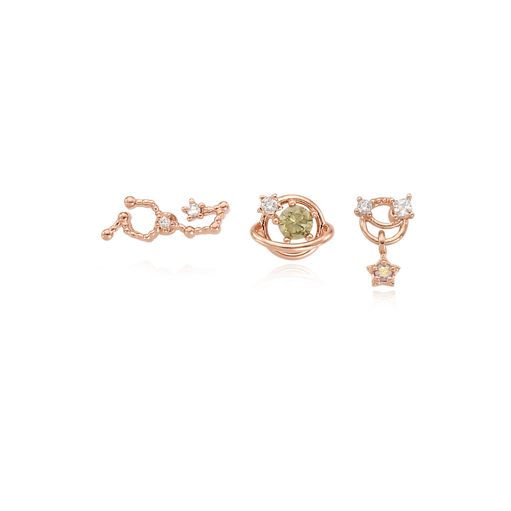 OST - August Peridot Rose Gold Ear Piercing Set