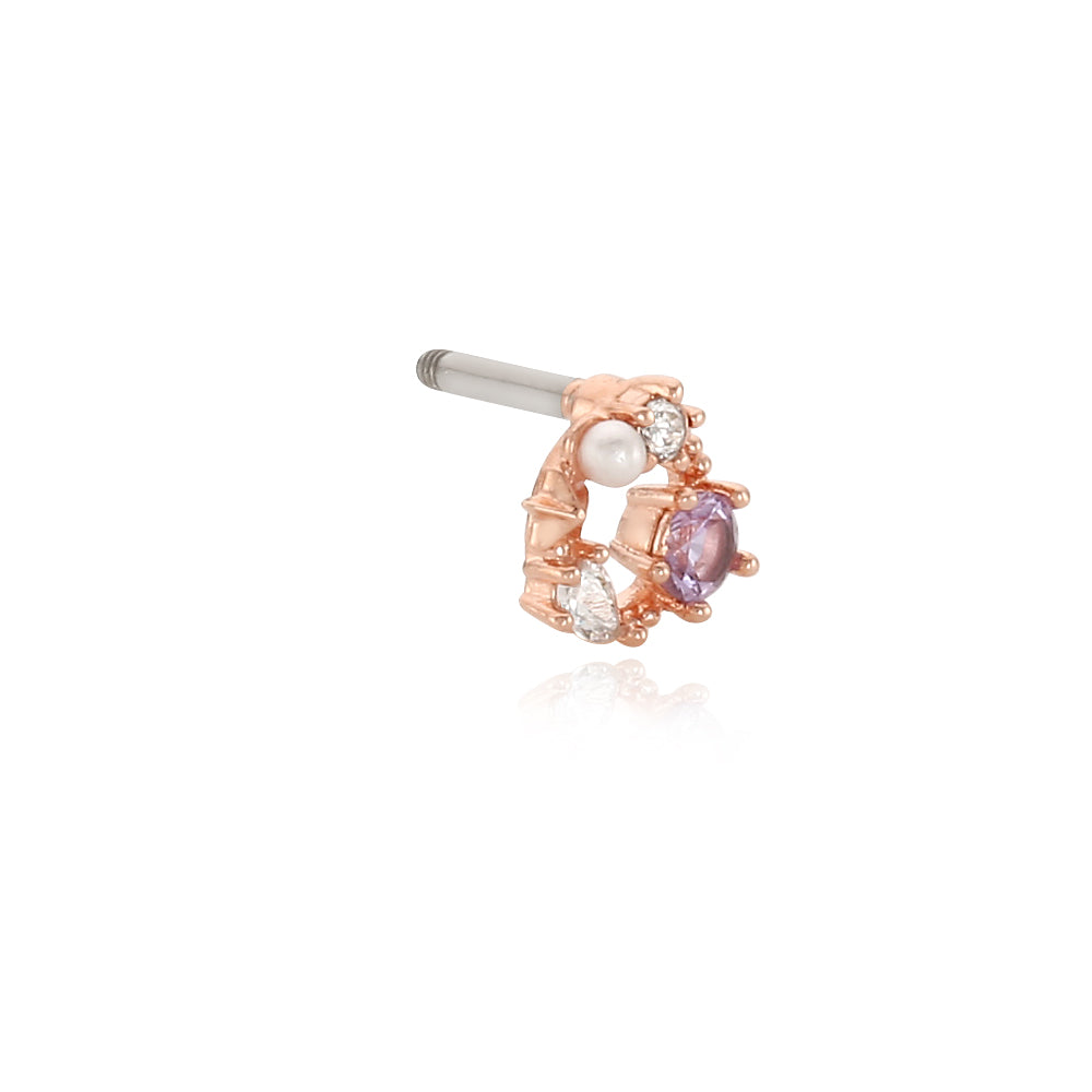 OST - February Amethyst Rose Gold Ear Pierce