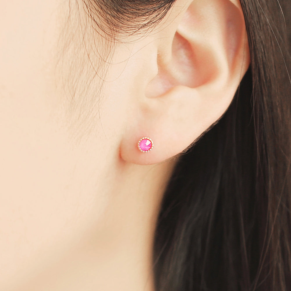 OST - Flower Pink Rose Gold Ear Pierce