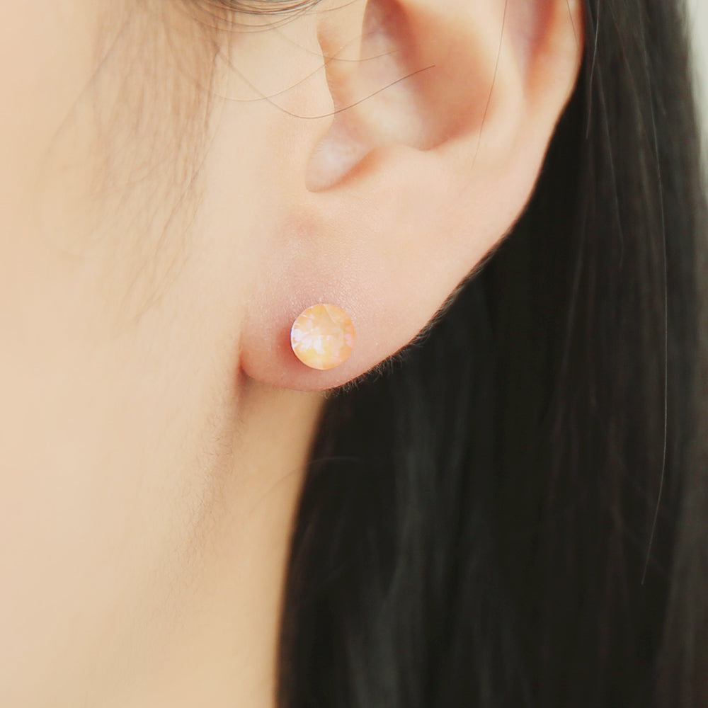 OST - Tangy Orange Cubic Silver Ear Pierce