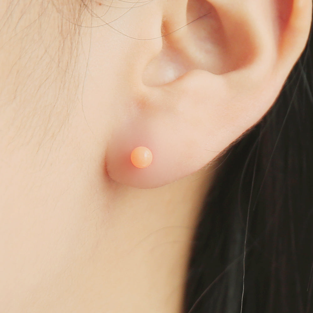 OST - Fluorescent Orange Round Silver Ear Pierce