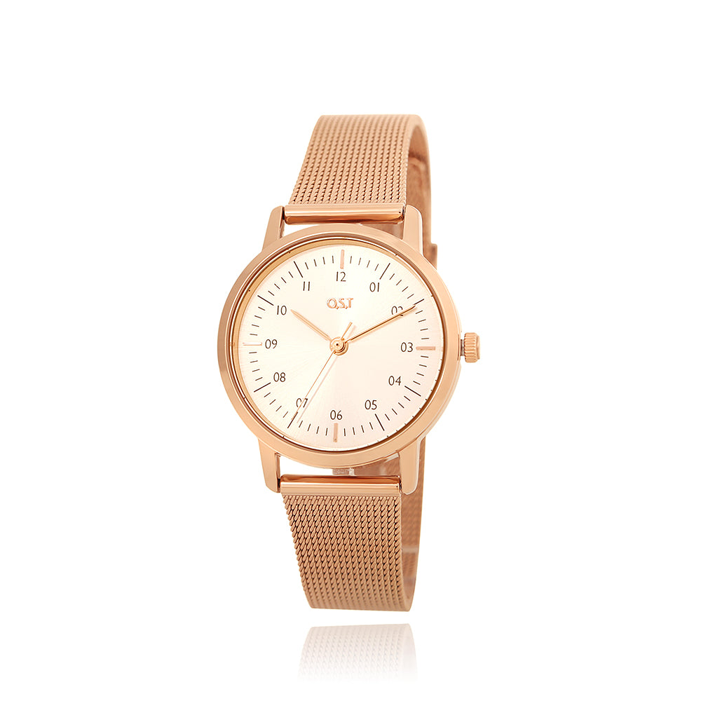 OST - Unisex Index Rose Gold Mesh Watch