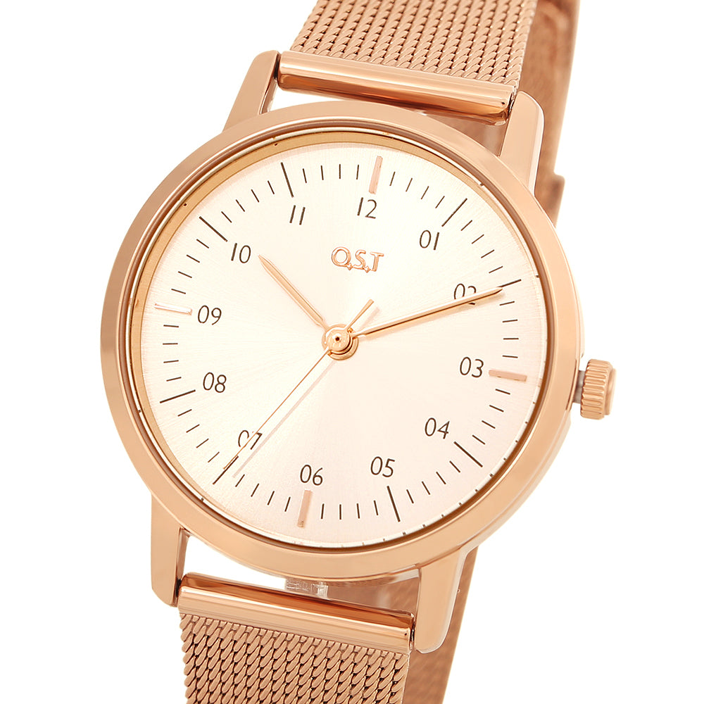 OST - Unisex Index Rose Gold Mesh Watch