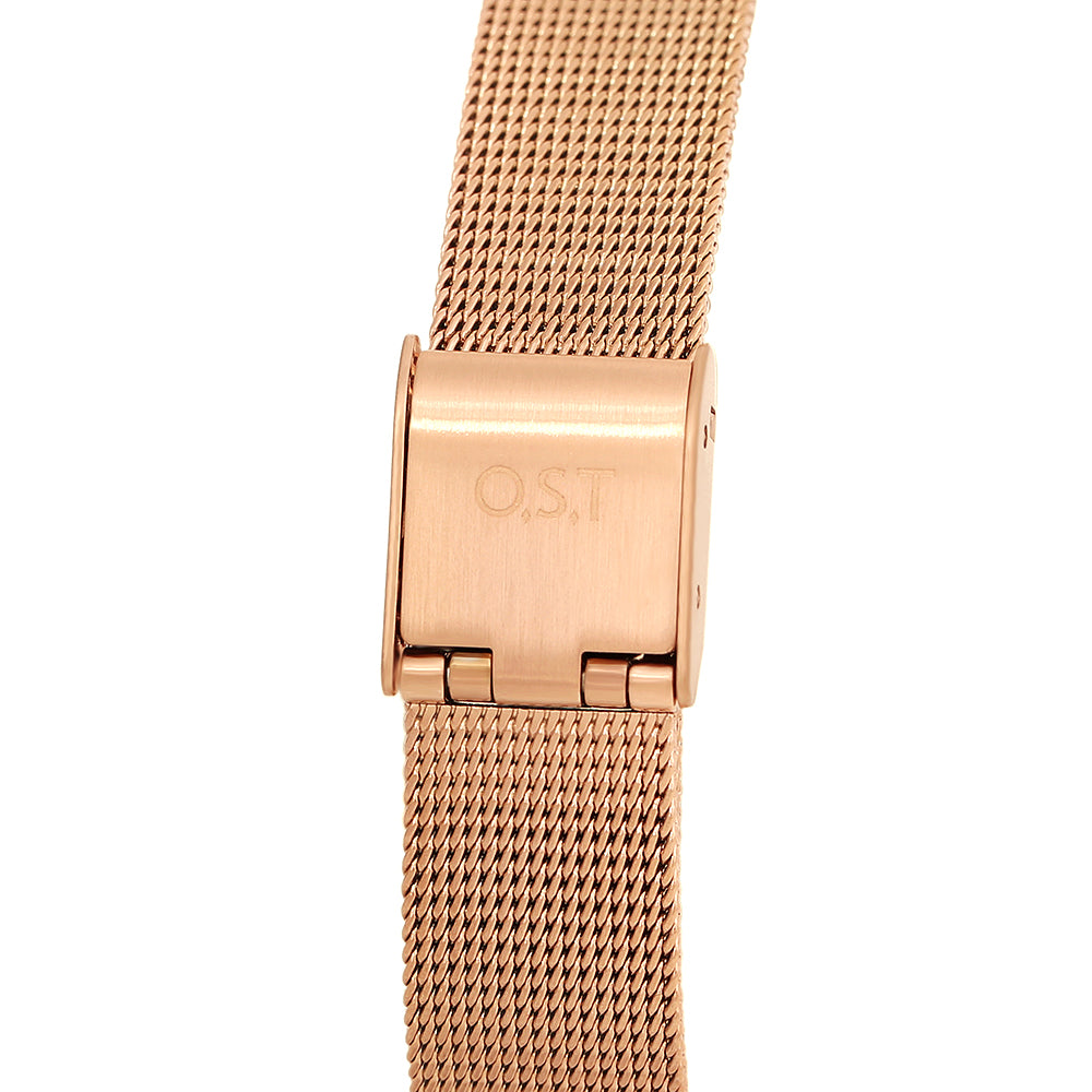 OST - Unisex Index Rose Gold Mesh Watch