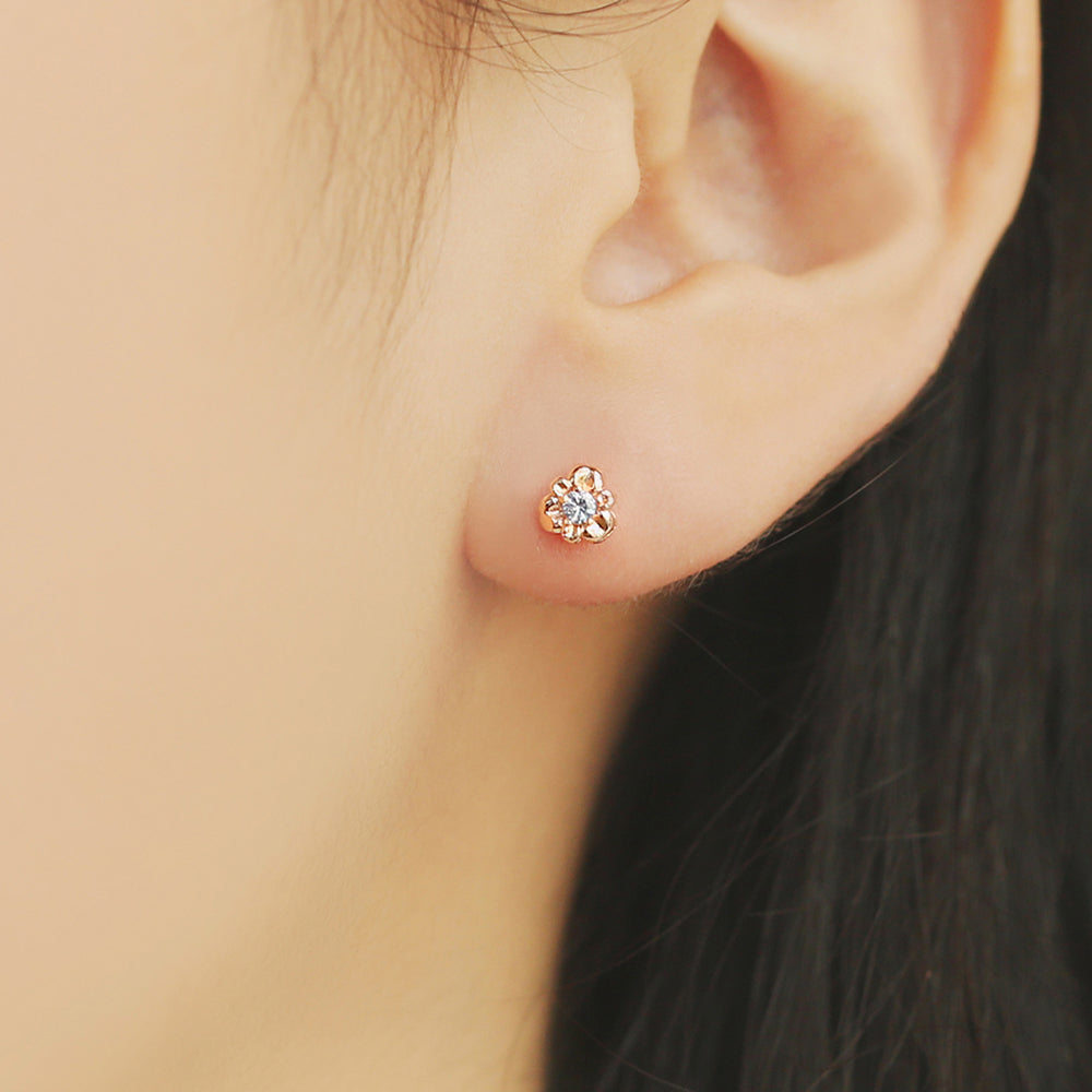 OST - Freesia Amethyst Rose Gold Ear Piercing Set