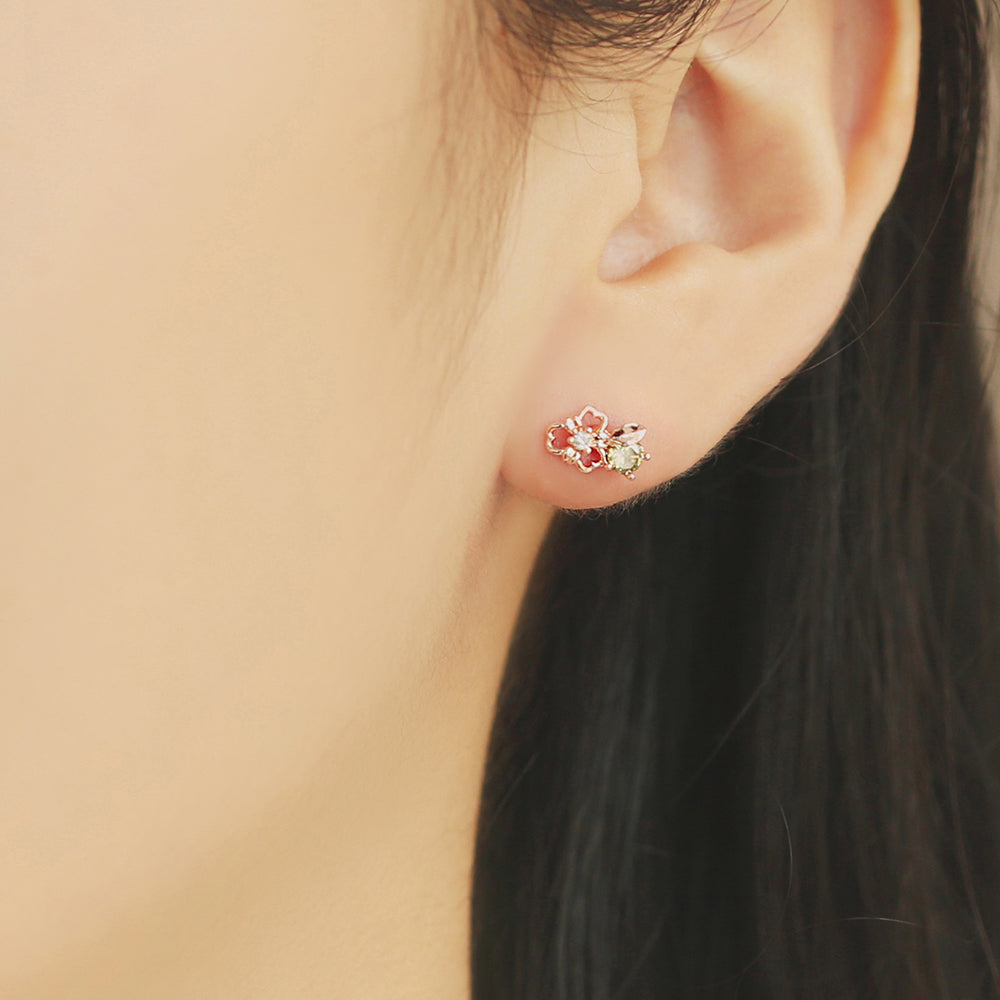 OST - Shamrock Peridot Rose Gold Ear Piercing Set