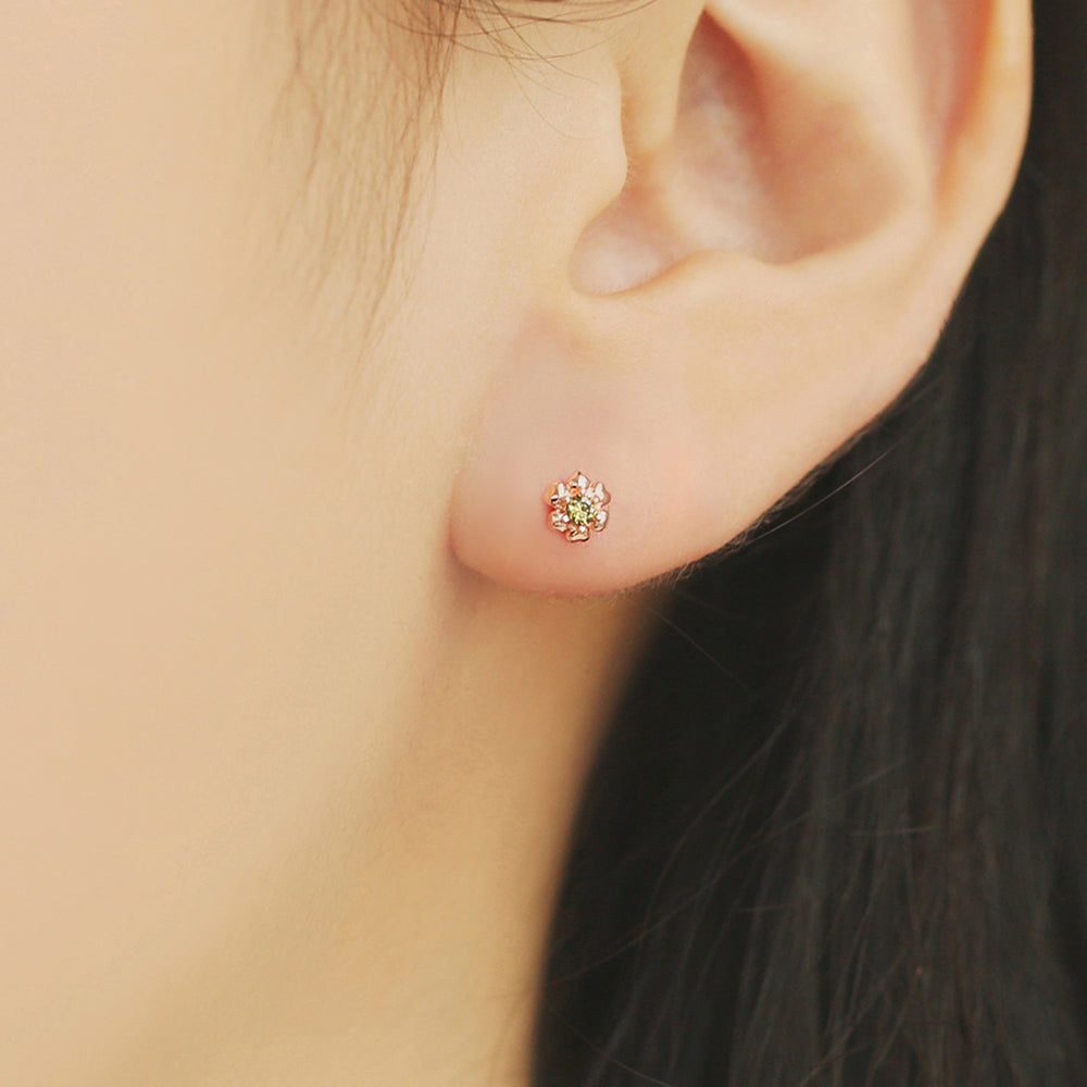 OST - Shamrock Peridot Rose Gold Ear Piercing Set