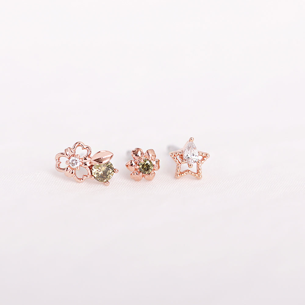 OST - Shamrock Peridot Rose Gold Ear Piercing Set