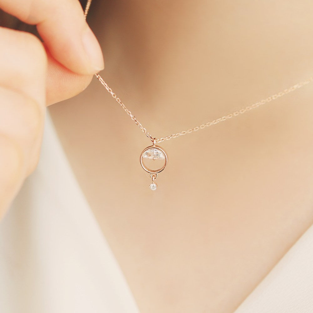 OST - Half Moon Cubic Drop Necklace