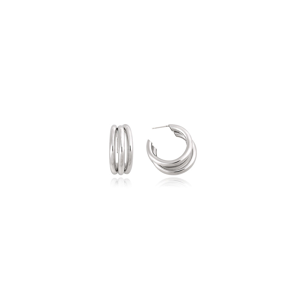 OST - Glam Bold Open Ring Silver Earrings