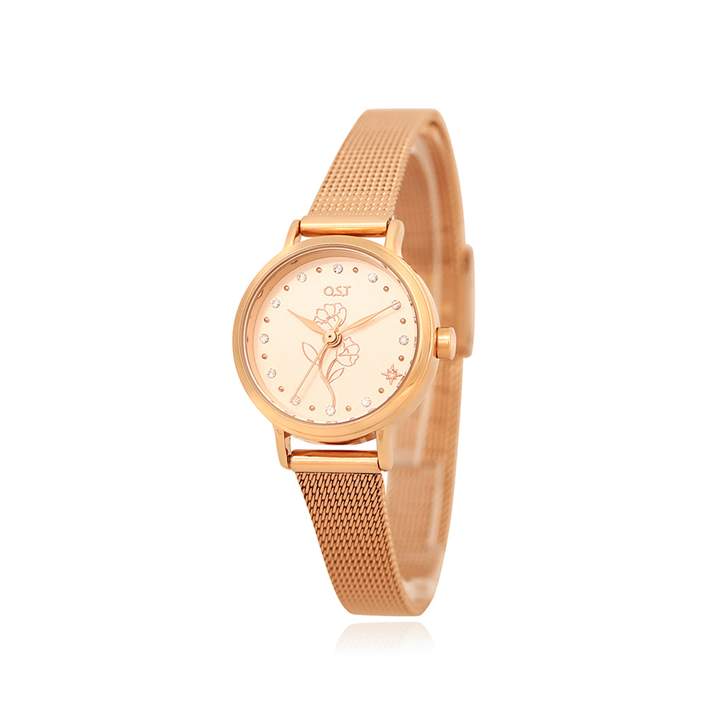 OST - Anemone of Hope Rose Gold Women's Mesh Watch