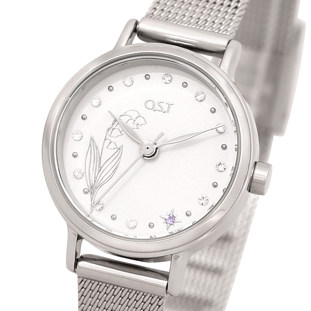 OST - Happy Lily of the Valley Silver Women's Mesh Watch