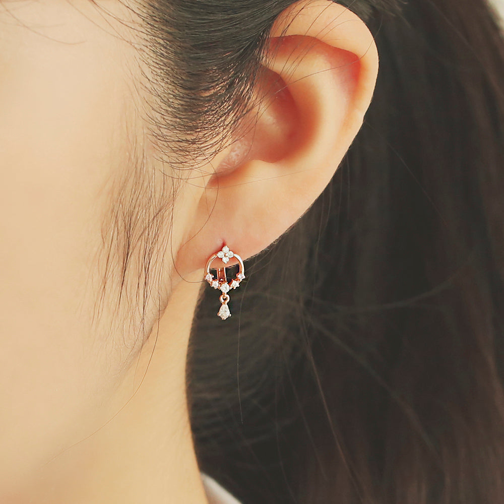 OST - Flower Mini Rose Gold Silver Earrings