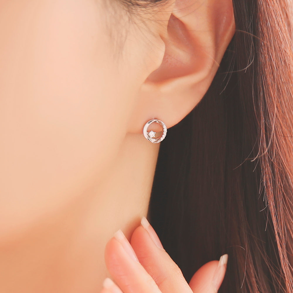 OST - Romantic Round Cubic Silver Earrings