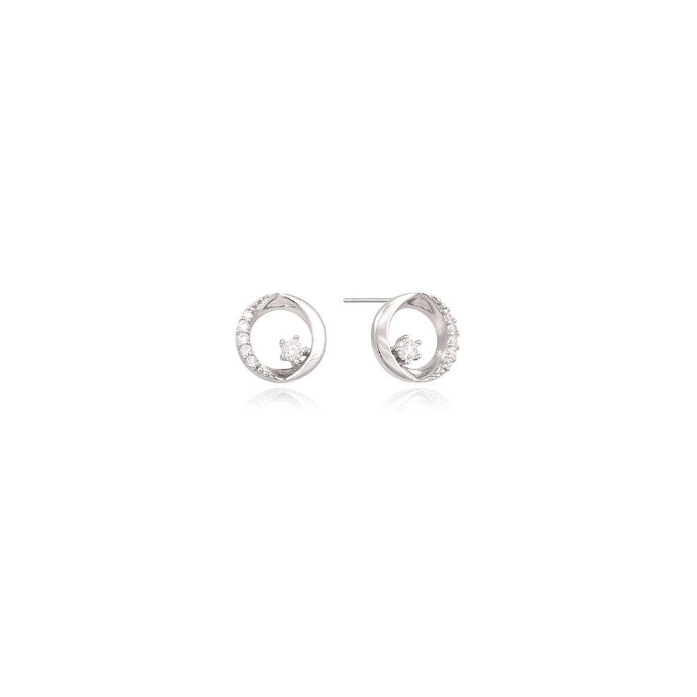 OST - Romantic Round Cubic Silver Earrings