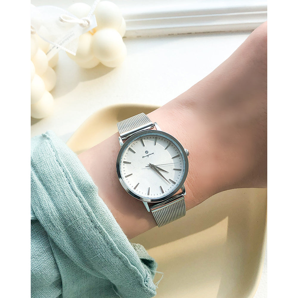 OST - Simple Metal Frame Couple Mesh Watch