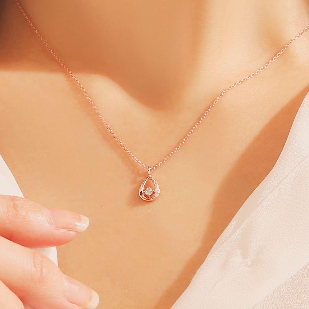 OST - Sparkling Water Drop Rose Gold Necklace