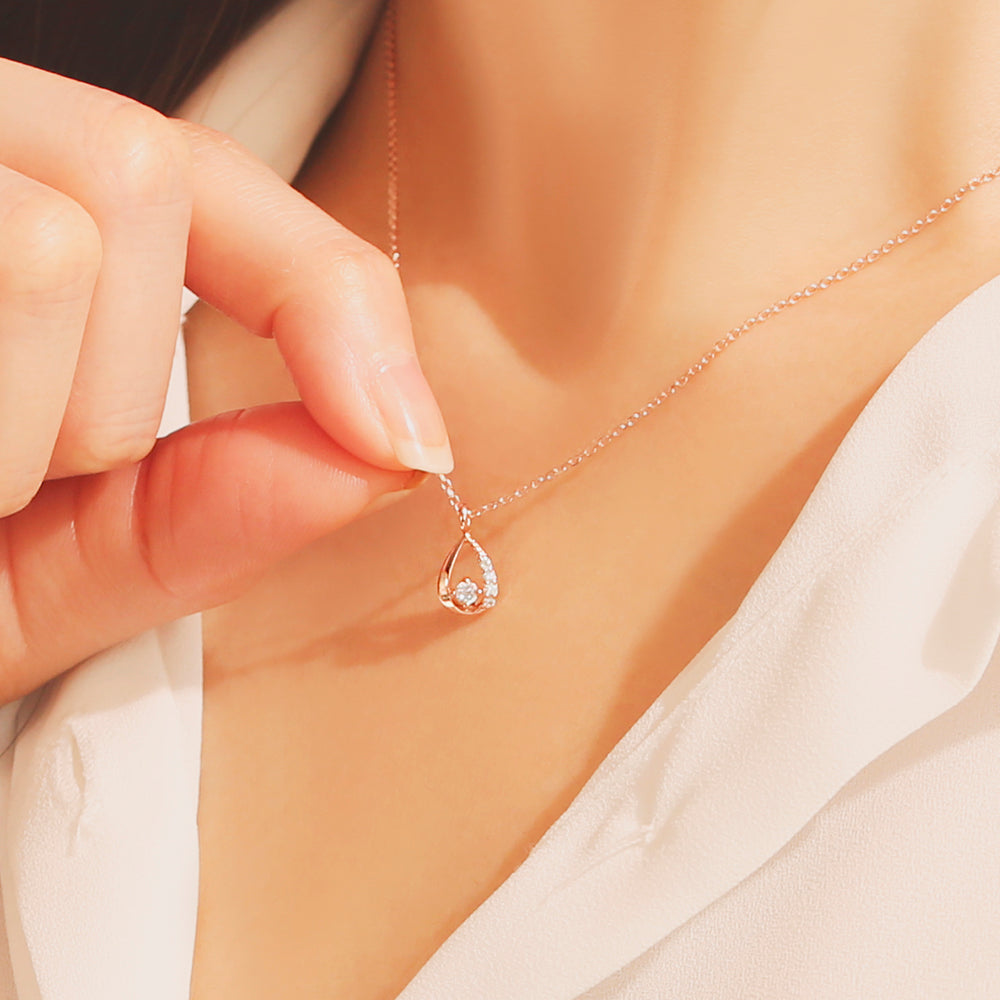 OST - Sparkling Water Drop Rose Gold Necklace