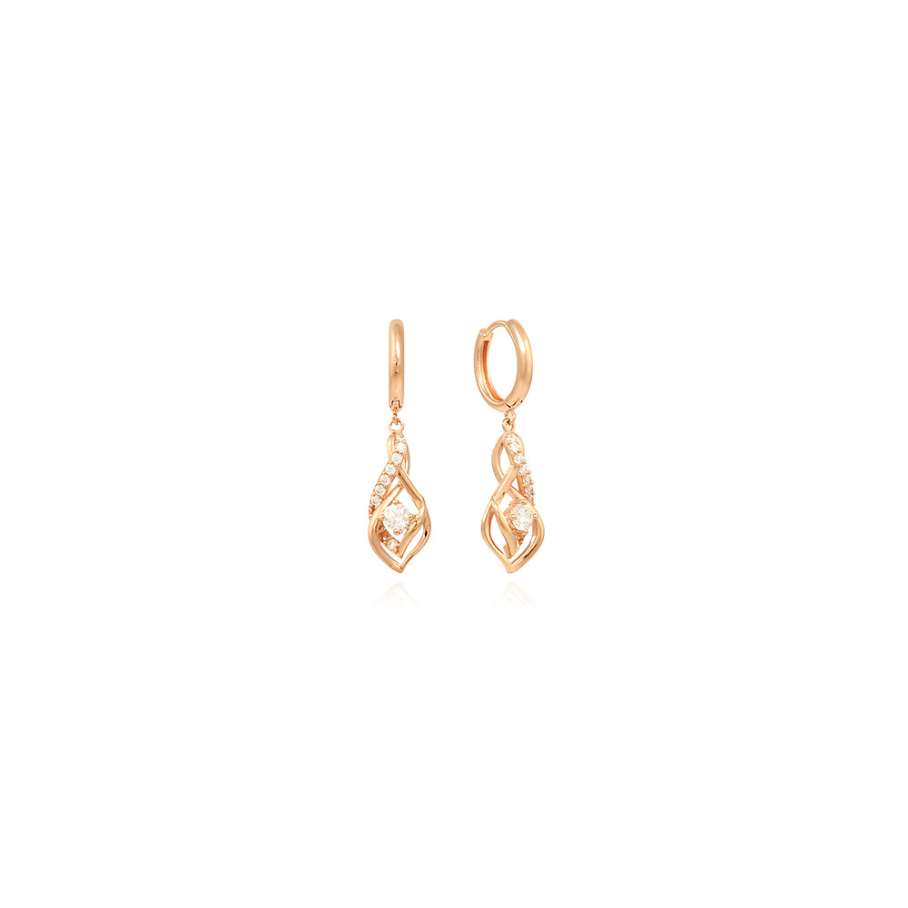 OST - Cubic Wave Line Rose Gold Earrings