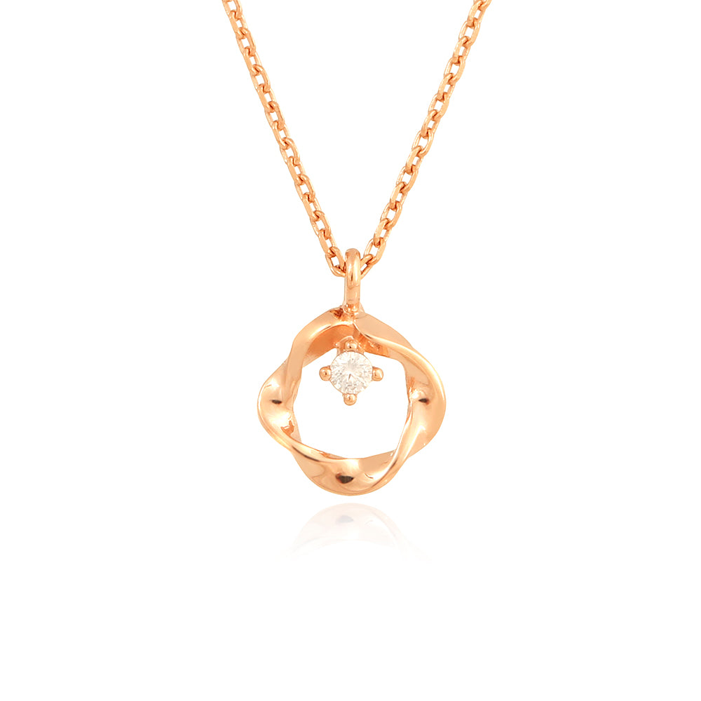 OST - Wave Line Cubic Rose Gold Necklace