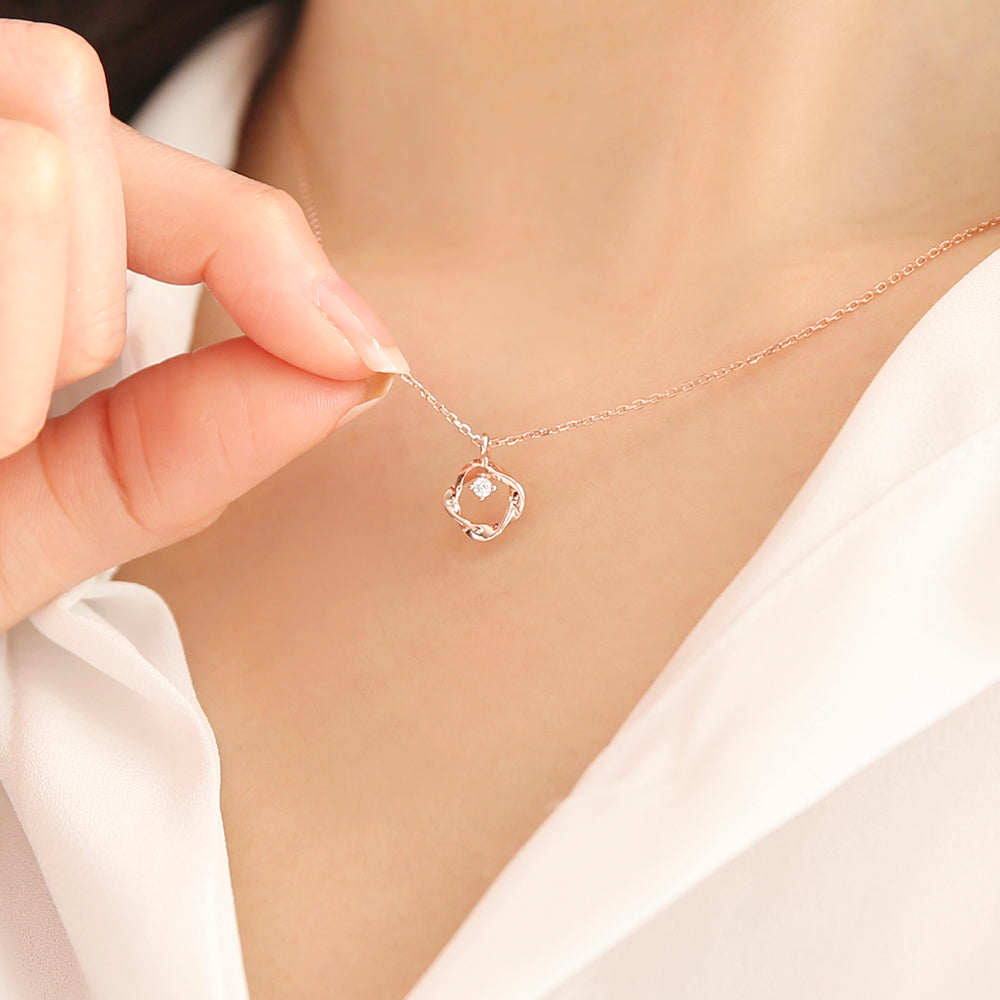 OST - Wave Line Cubic Rose Gold Necklace