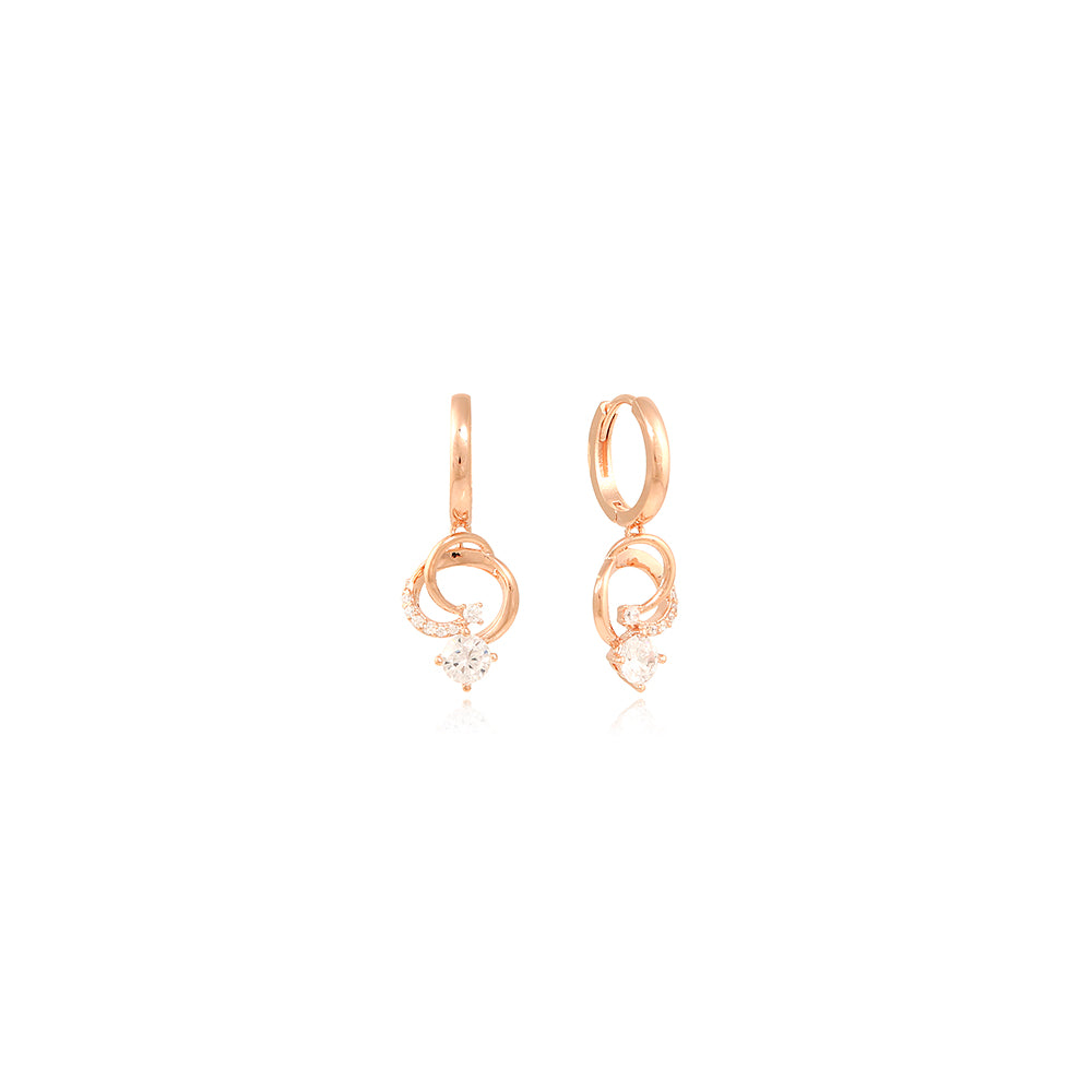 OST - Flaring Ring Rose Gold One Touch Earrings