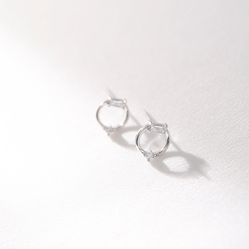 OST - Transparent Round Ring Silver Earrings