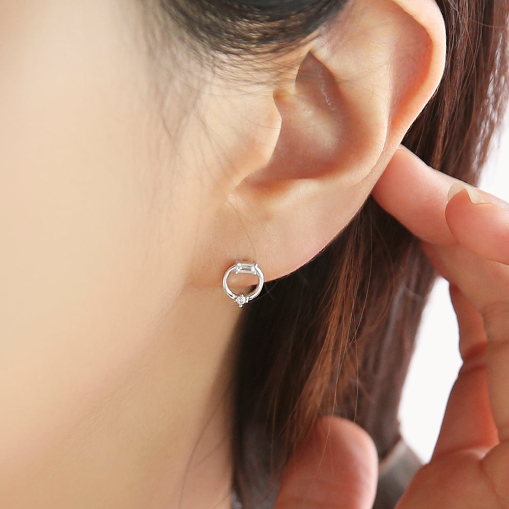 OST - Transparent Round Ring Silver Earrings